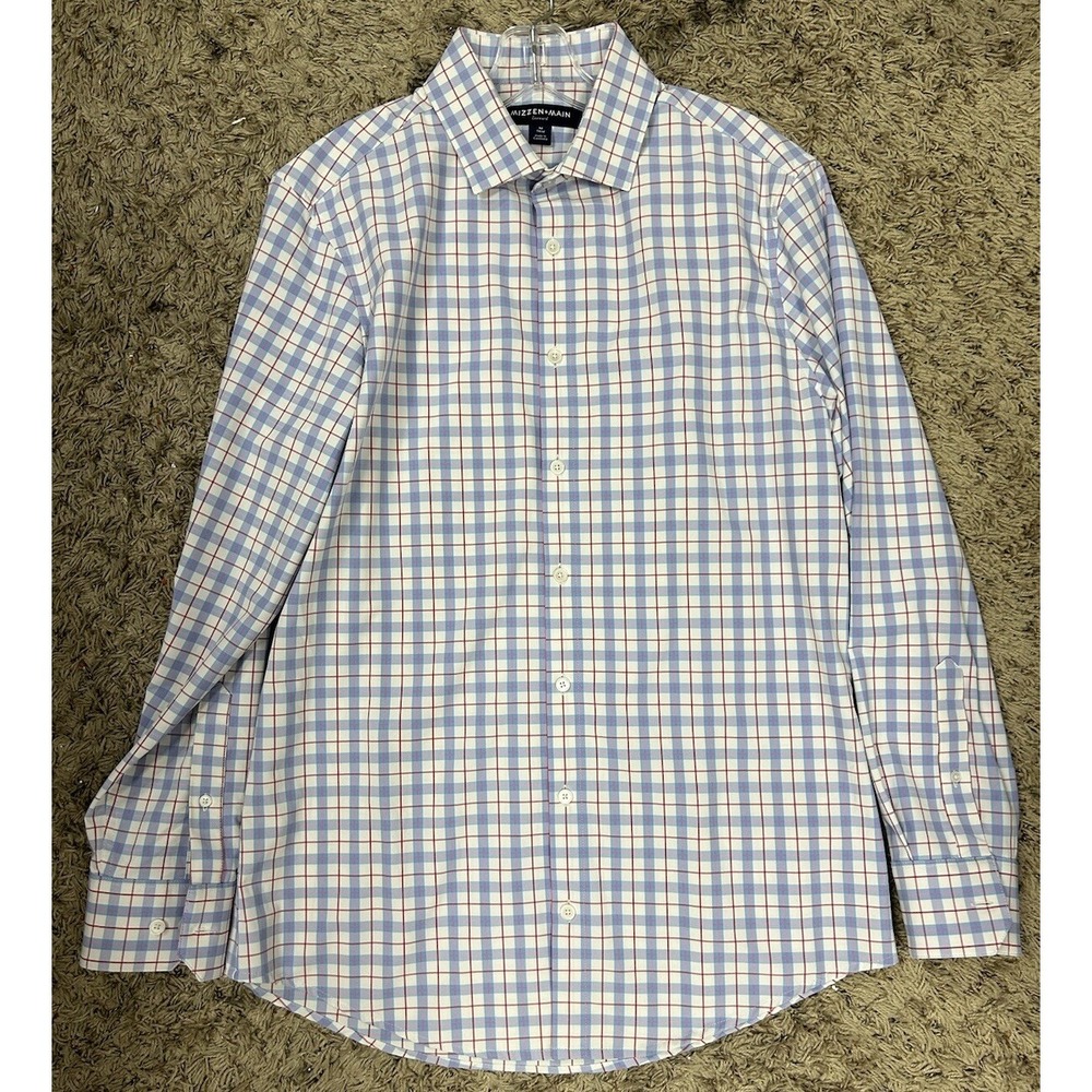 Mizzen+Main Mens Size M Blue Red Long Sleeve Leeward Button Down Shirt (J9)